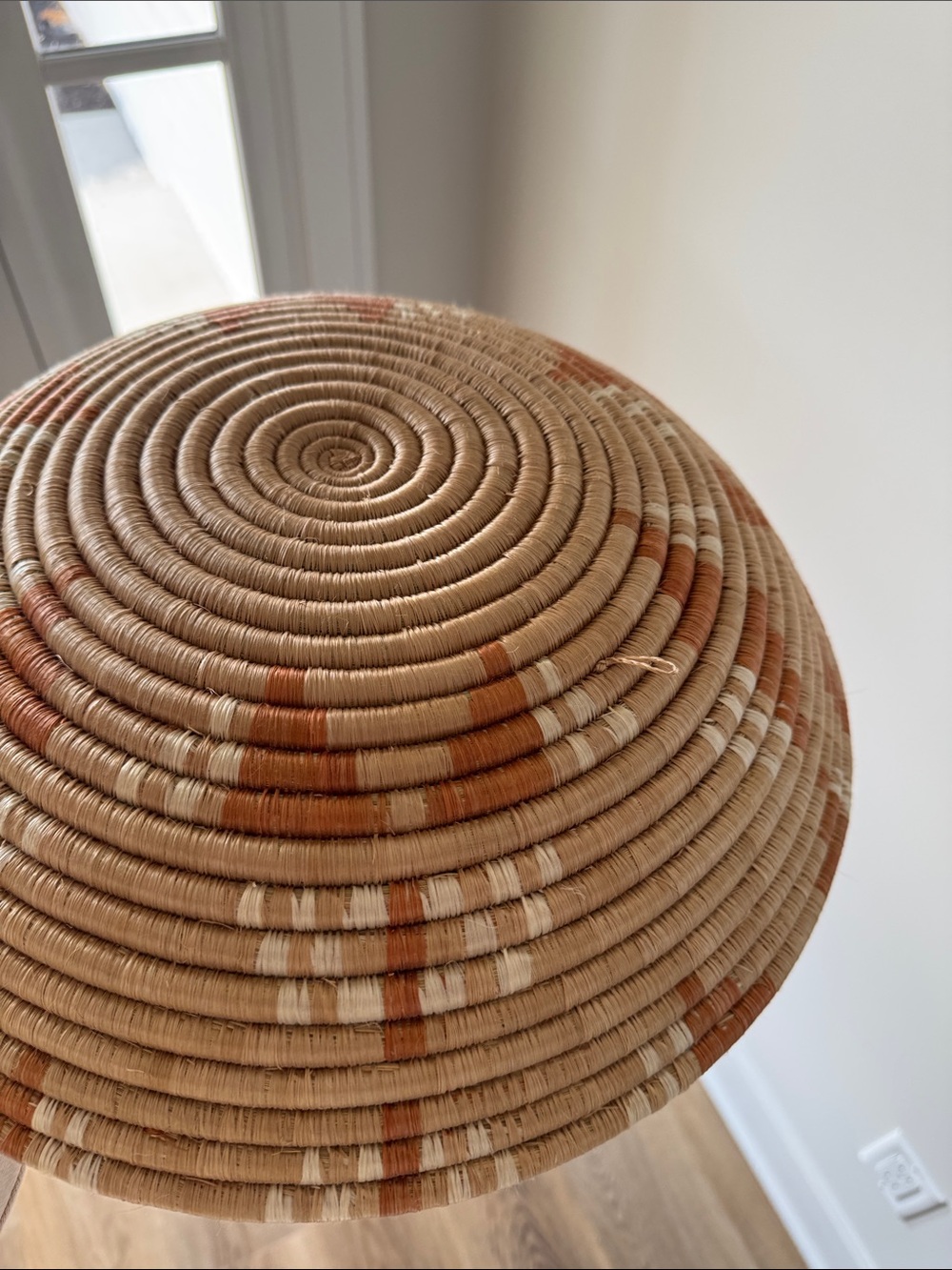 Fair Trade Handwoven Decorative Woven Wall Basket - Tan & Rust - Picture 8 of 10